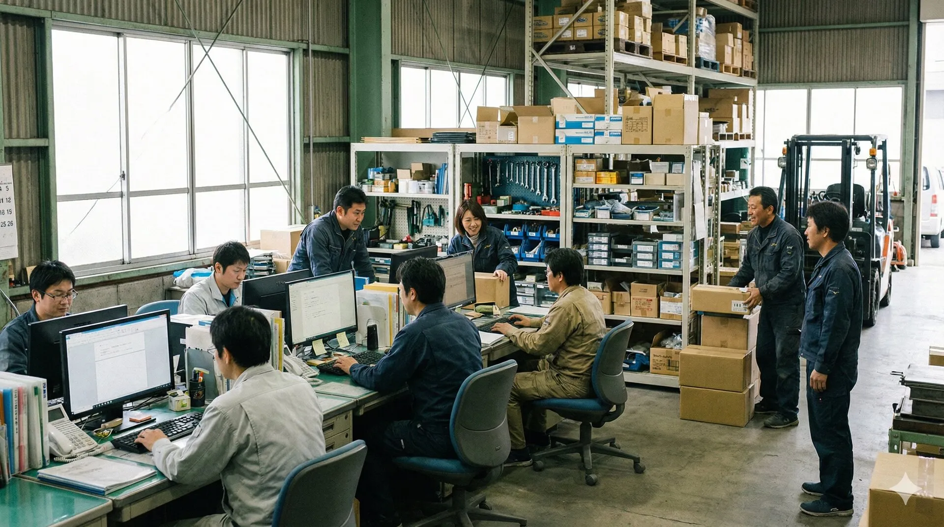 オフィスで社員が働いている様子